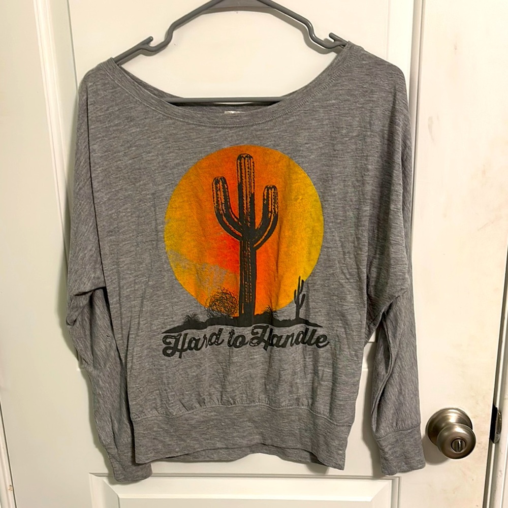 Gray Cactus Graphic Sweatshirt